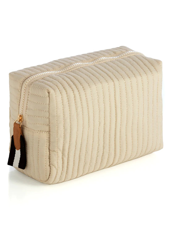 Ezra Large Boxy Cosmetic Pouch, Ivory