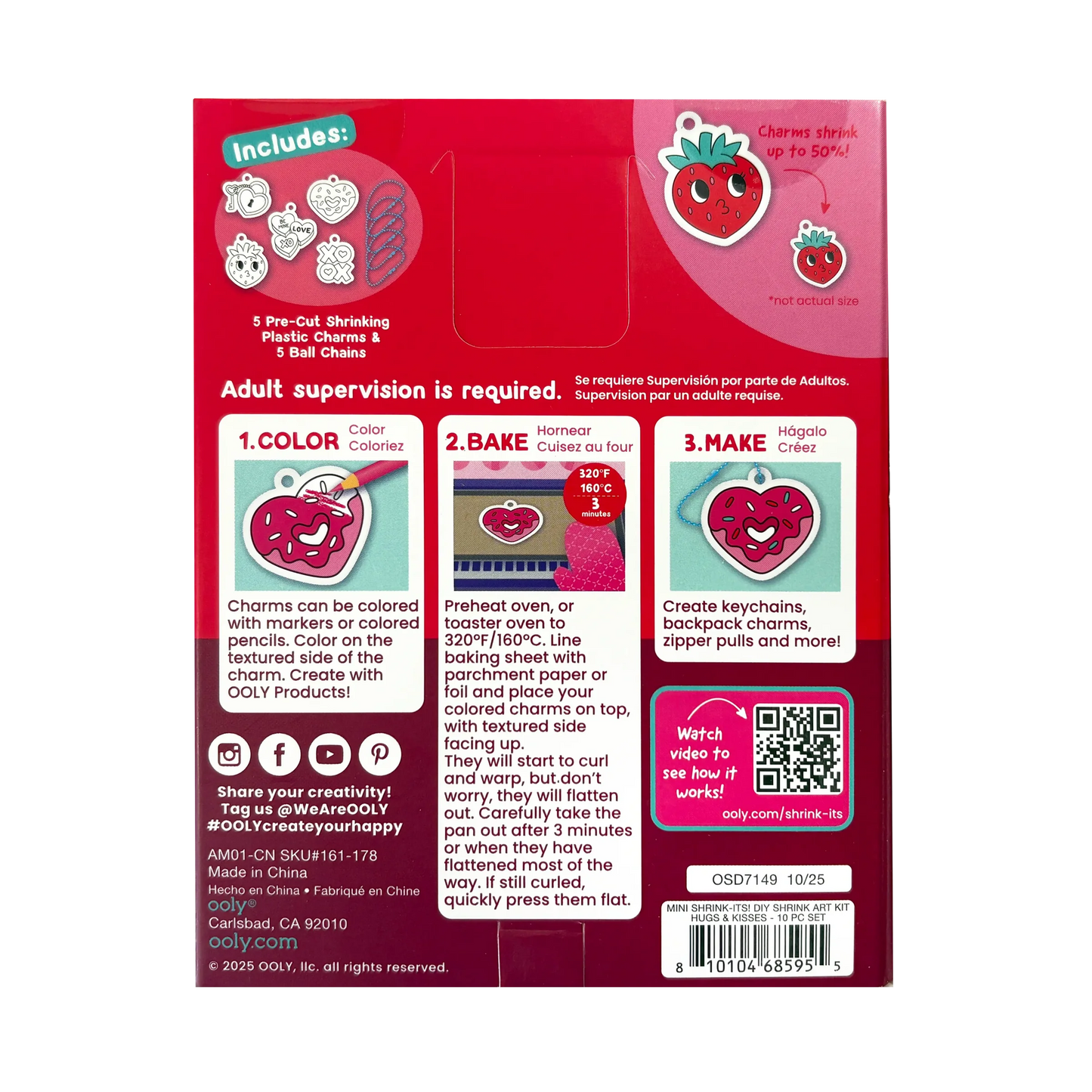 Ooly Valentines Mini Shrink Art Kits - Hugs & Kisses