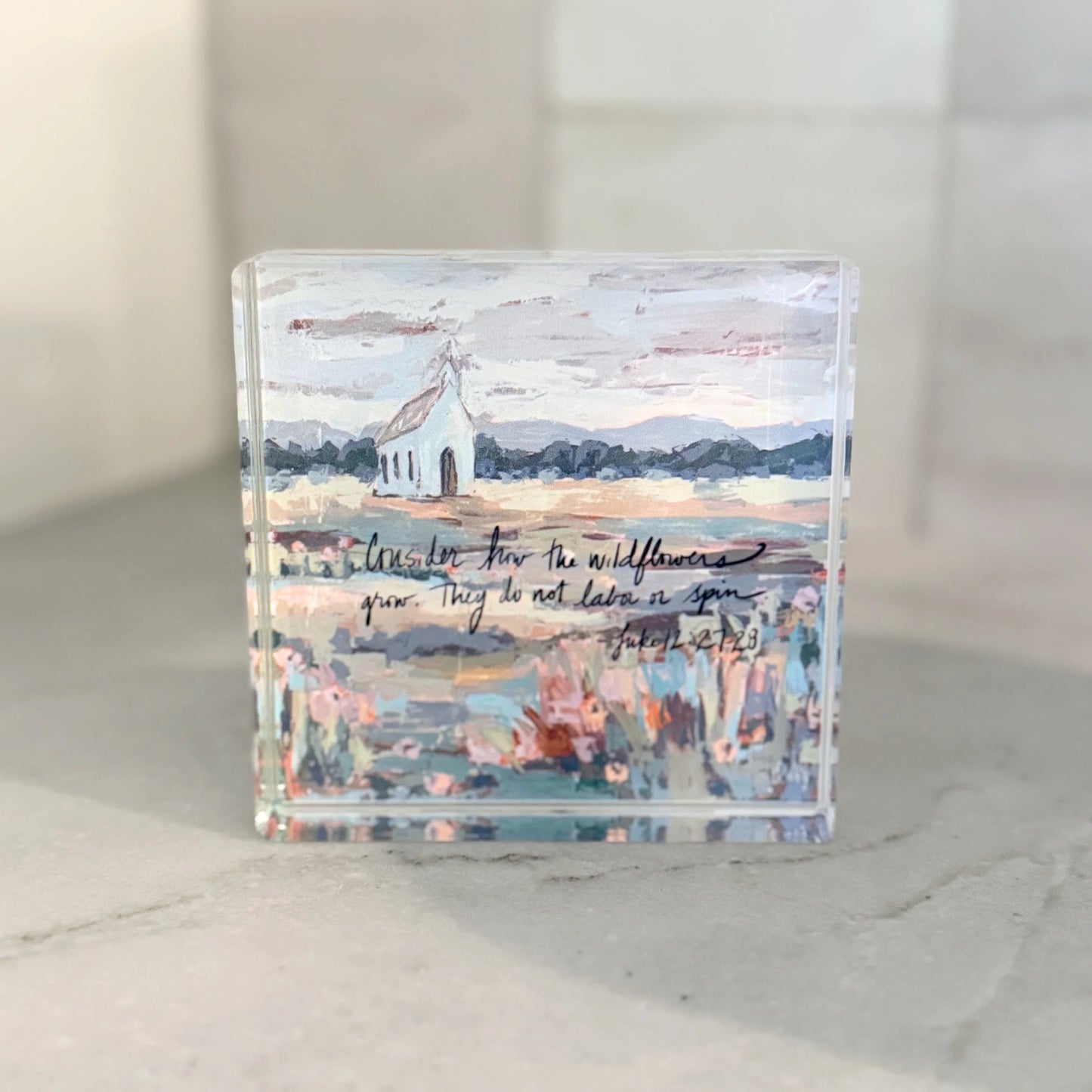 Luke 12:27-28 Acrylic Scripture Block