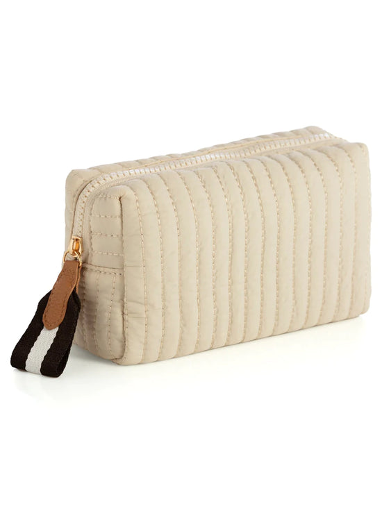 Ezra Small Boxy Cosmetic Pouch, Ivory